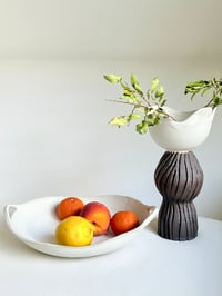 Image 4 of Stoneware Wavy Bowl with Handles in Salt White