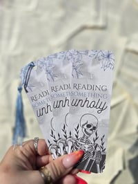 Image 1 of Reading Something Unholy Bookmark | with or without tassel | 2x6 inches | glossy | cardstock