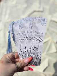 Image 3 of Reading Something Unholy Bookmark | with or without tassel | 2x6 inches | glossy | cardstock