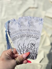 Image 5 of Reading Something Unholy Bookmark | with or without tassel | 2x6 inches | glossy | cardstock