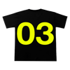 RCKSTR3000 YELLOW TEXT 03 TEE BLACK
