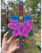 Image of Hand cut dagger wood painting with flower 
