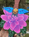 Image of Hand cut dagger wood painting with flower 