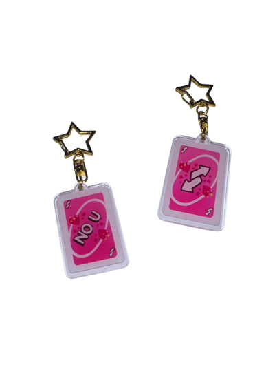 Image of Reverse Uno Card double sided acrylic star clasp keychain 