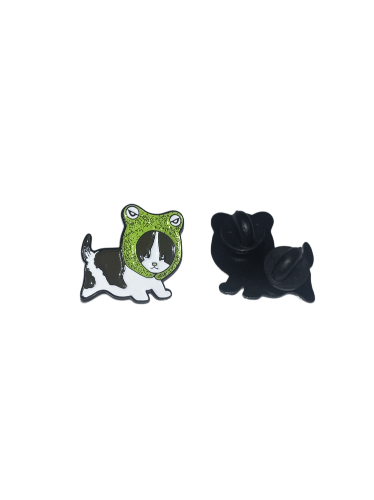 Image of 🐸✨ Froggy Cat Glittery Soft Enamel Pin ✨🐱