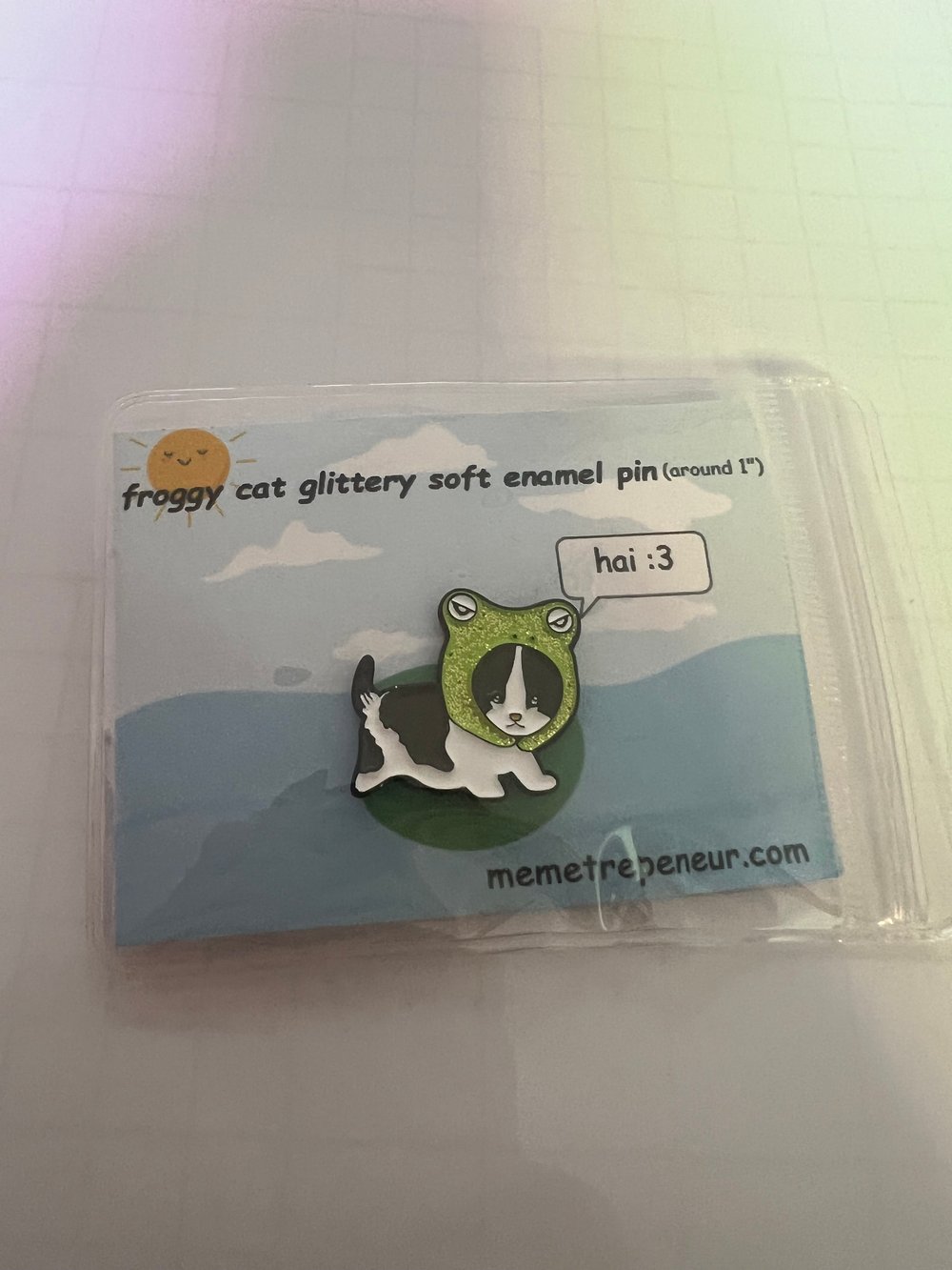 Image of 🐸✨ Froggy Cat Glittery Soft Enamel Pin ✨🐱