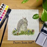 Image 1 of Armadillo in Wildflowers Watercolor Giclée Print 
