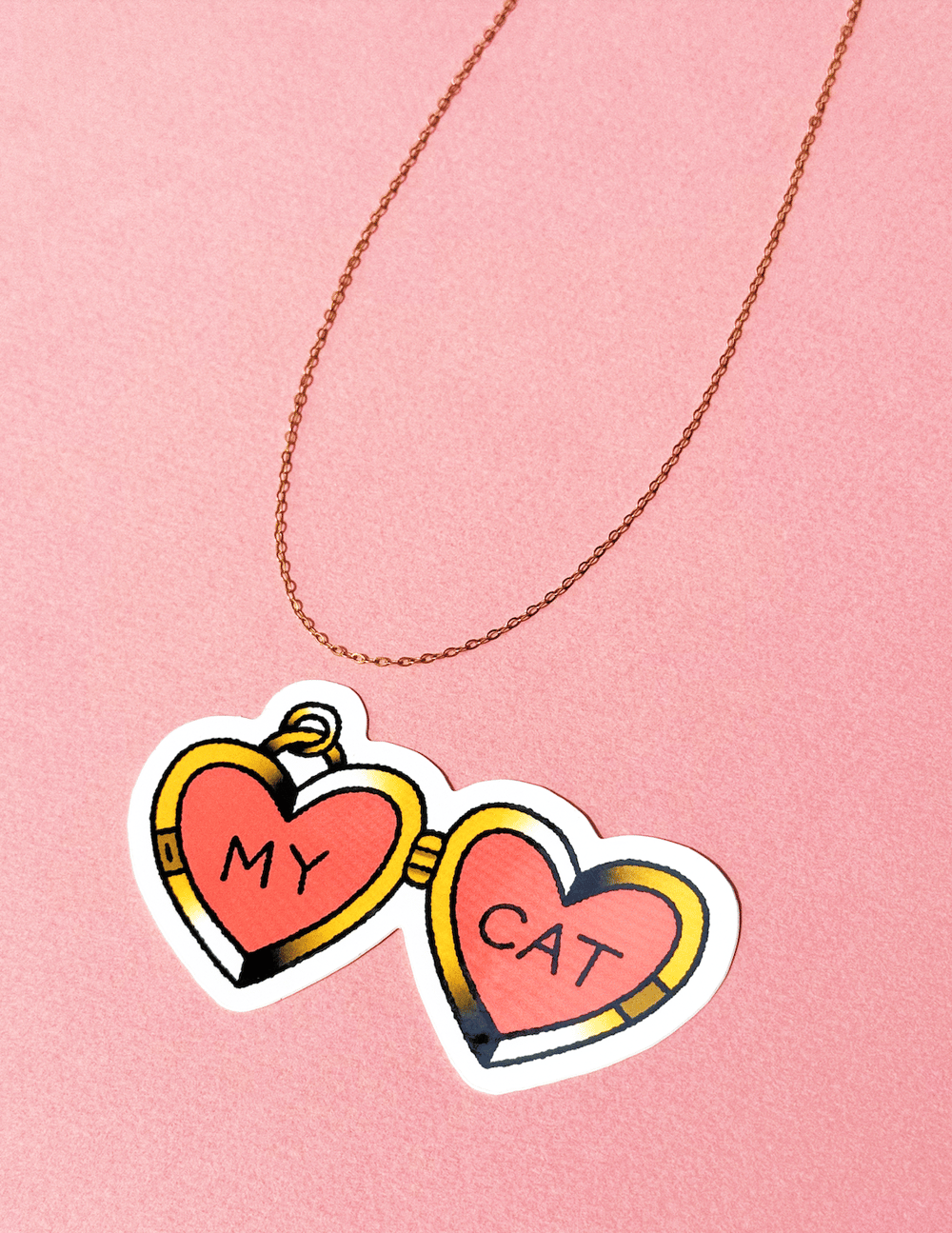 Image of Cat Heart Locket Sticker