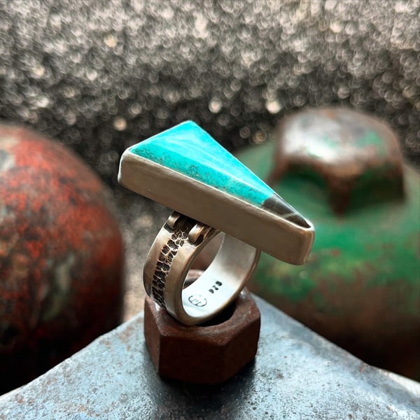 Image of Triangle Turquoise Ring size 7 1/4