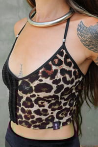 Image 1 of MISS QUINN CROPTOP - STRIPPED BLACK AND LEOPARD VERSION