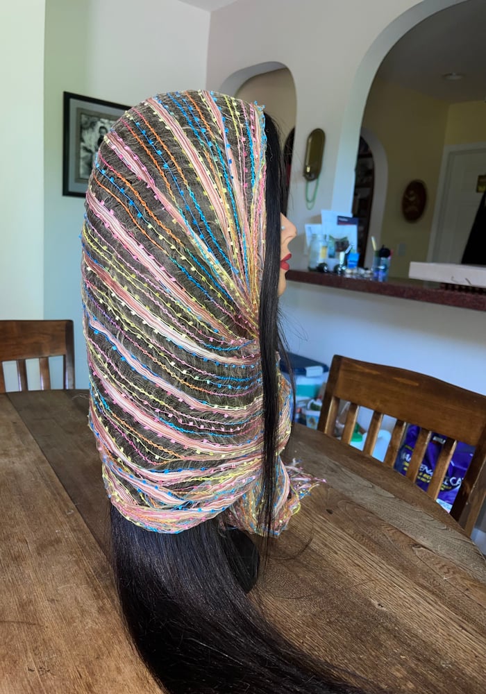 Image of Sheer Multicolor Pastel Vintage Boho Scarf