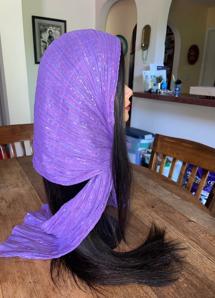 Image of Vintage Purple Metallic Striped Boho Scarf