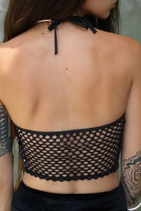 Image 5 of MISS QUINN CROPTOP - BLACK AND SHINY BLUE VERSION