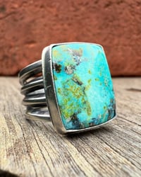 Image 1 of WL&A Handmade Heavy Ingot Cuatro Gem Sonoran Desert Blue Ring - Size 11.5