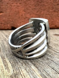 Image 4 of WL&A Handmade Heavy Ingot Cuatro Gem Sonoran Desert Blue Ring - Size 11.5