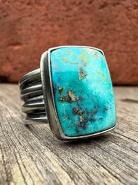 Image 1 of WL&A Handmade Heavy Ingot Cuatro Gem Sonoran Desert Blue Ring - Size 10
