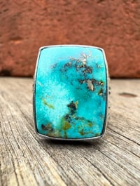 Image 2 of WL&A Handmade Heavy Ingot Cuatro Gem Sonoran Desert Blue Ring - Size 10