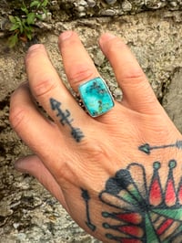 Image 3 of WL&A Handmade Heavy Ingot Cuatro Gem Sonoran Desert Blue Ring - Size 10
