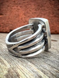 Image 4 of WL&A Handmade Heavy Ingot Cuatro Gem Sonoran Desert Blue Ring - Size 10