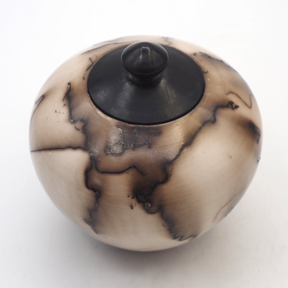 Image of Horsehair Raku Lidded Pot 003