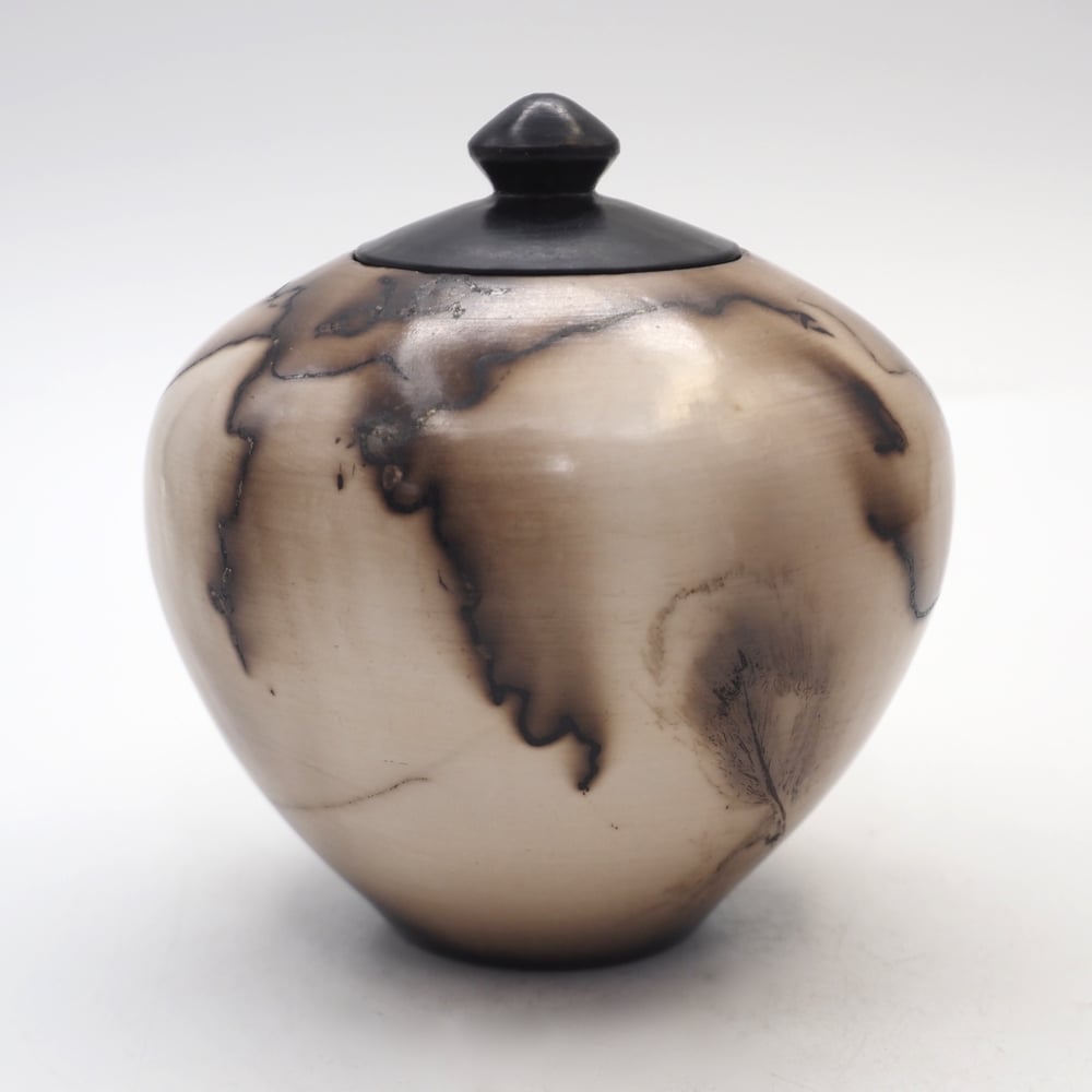 Image of Horsehair Raku Lidded Pot 003