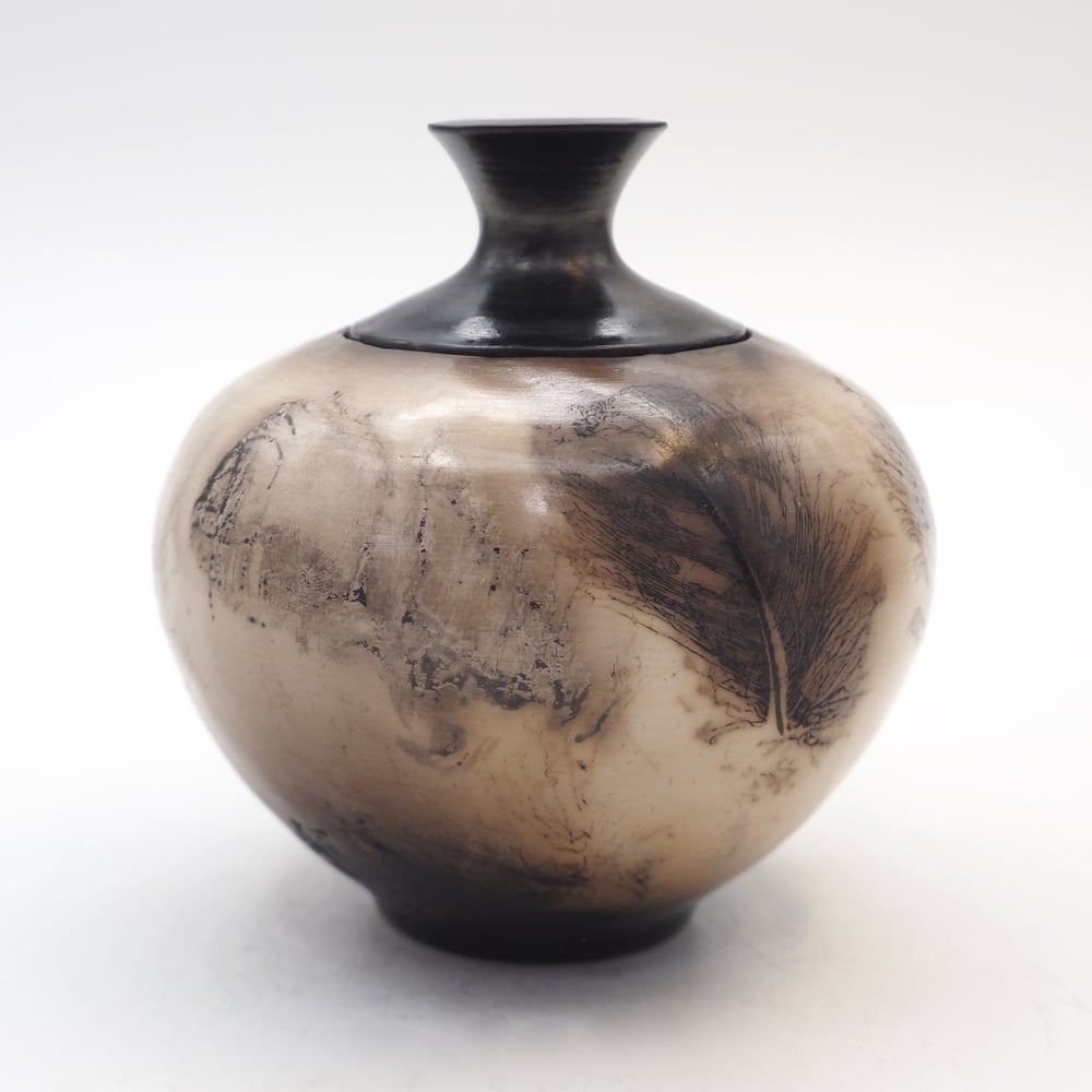 Image of Ghost Feather Raku Lidded Pot 