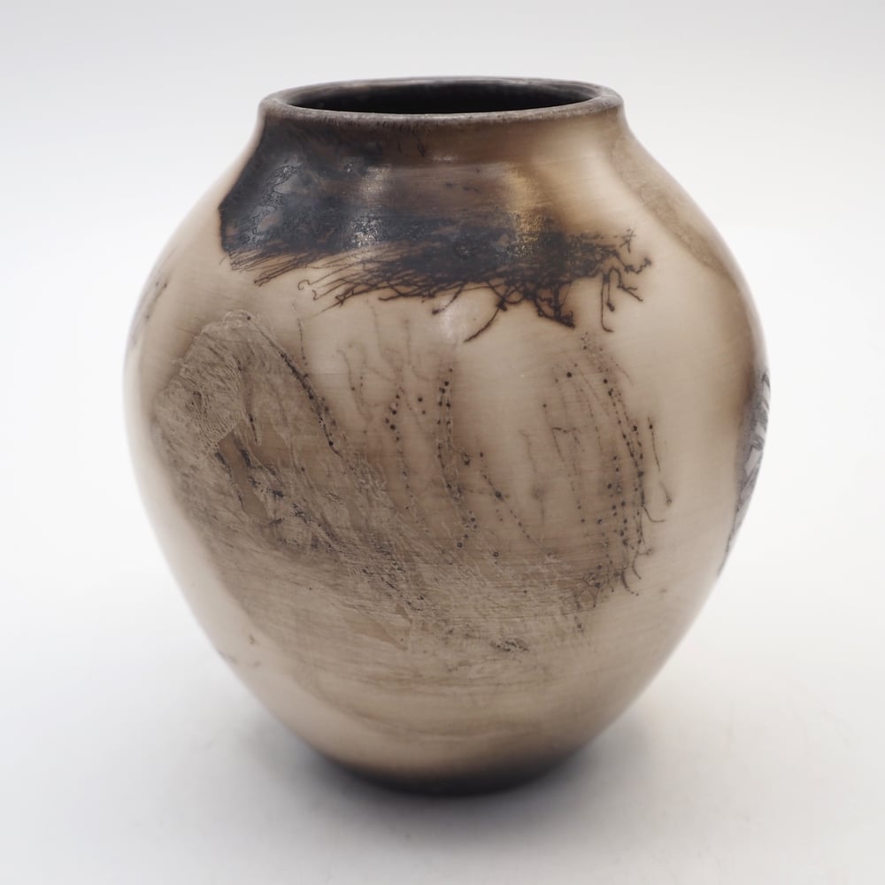 Image of Ghost Feather Raku Pot 006