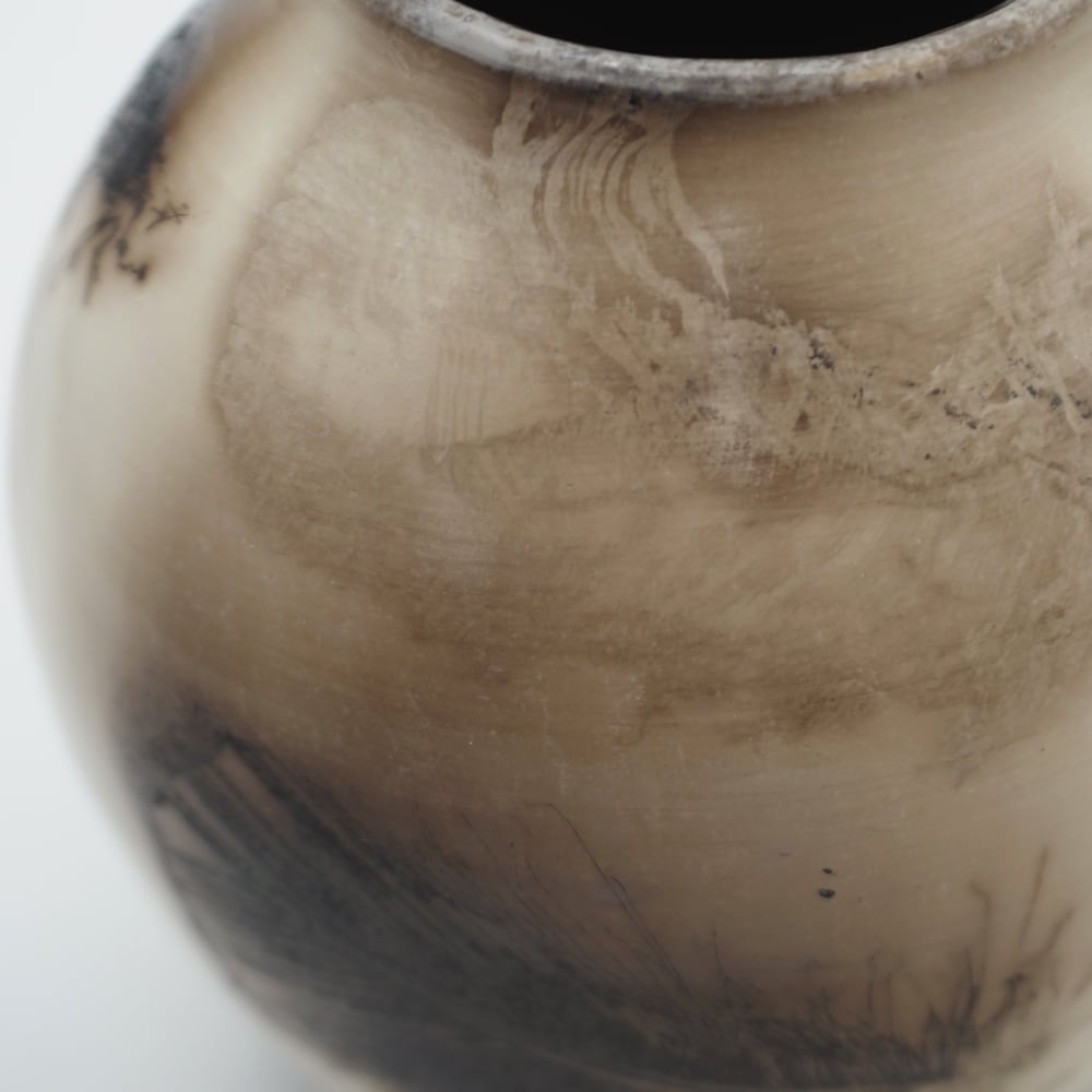Image of Ghost Feather Raku Pot 006