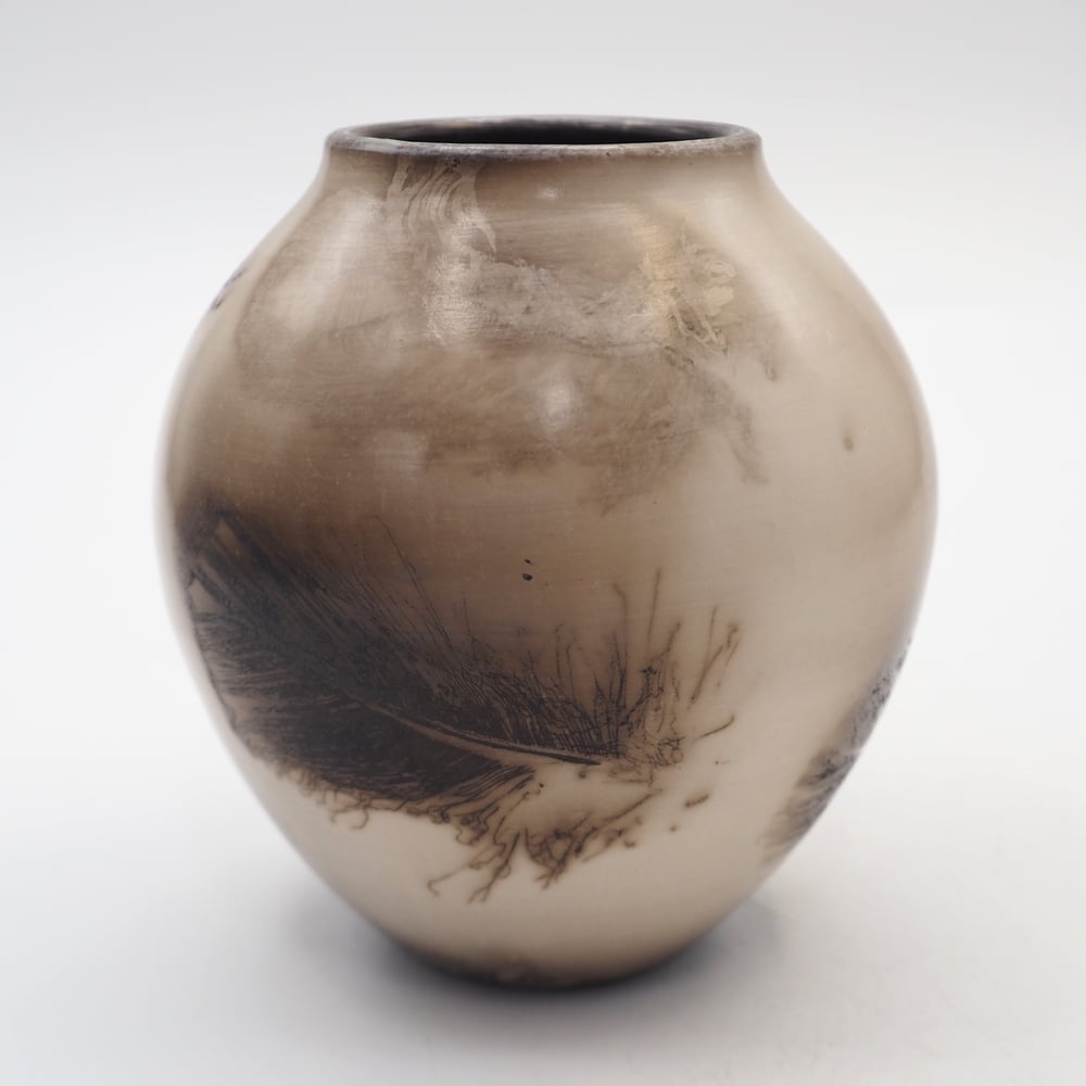 Image of Ghost Feather Raku Pot 006