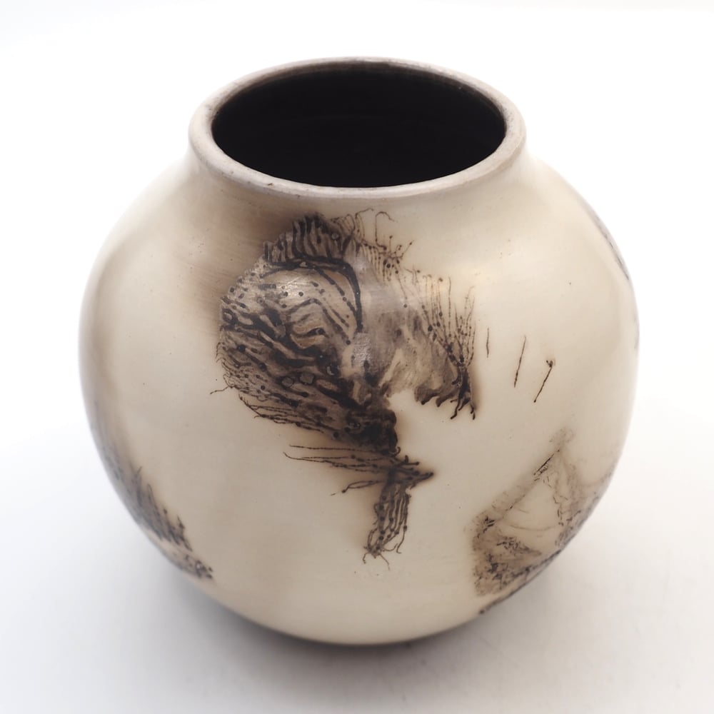 Image of Ghost Feather Raku Pot 008