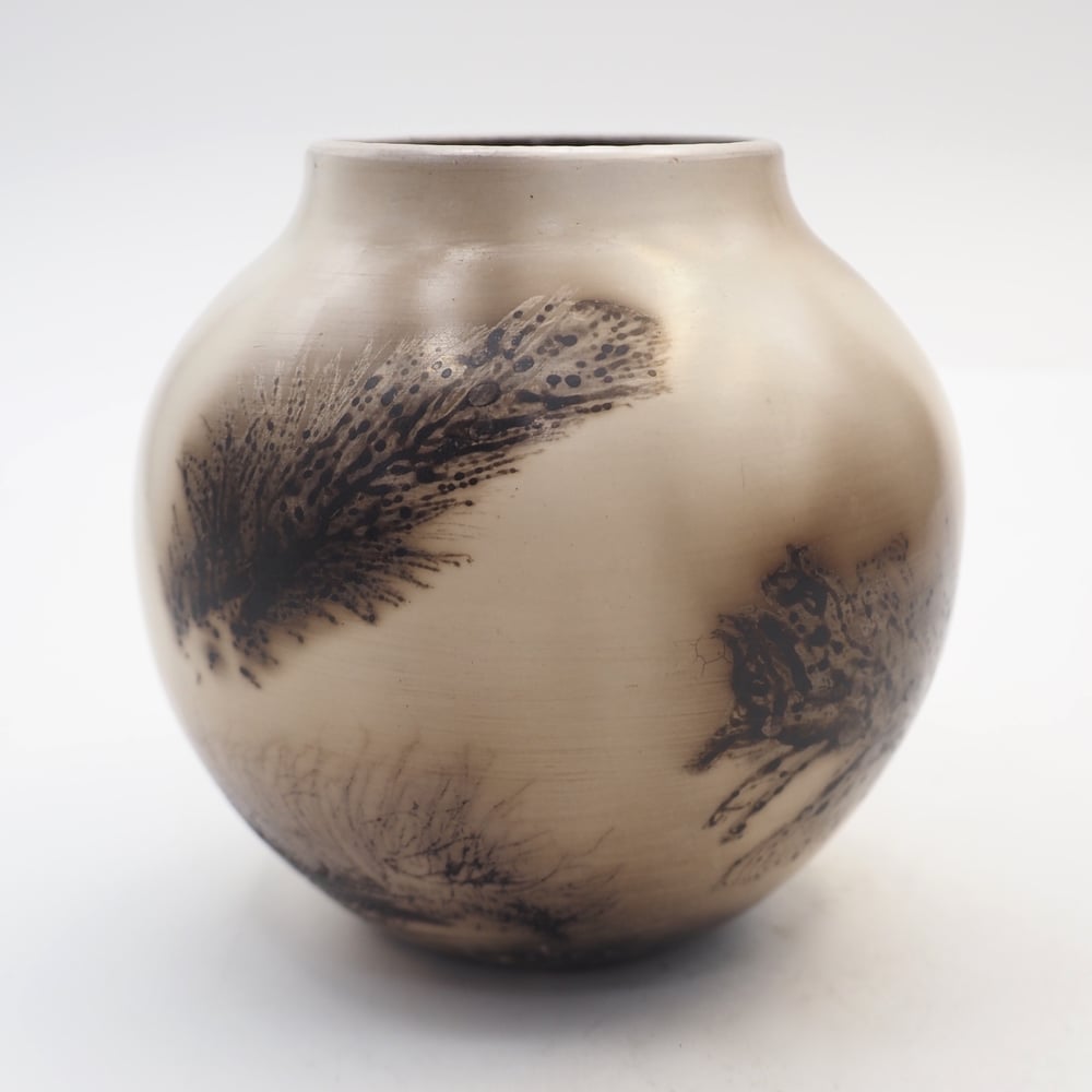 Image of Ghost Feather Raku Pot 008