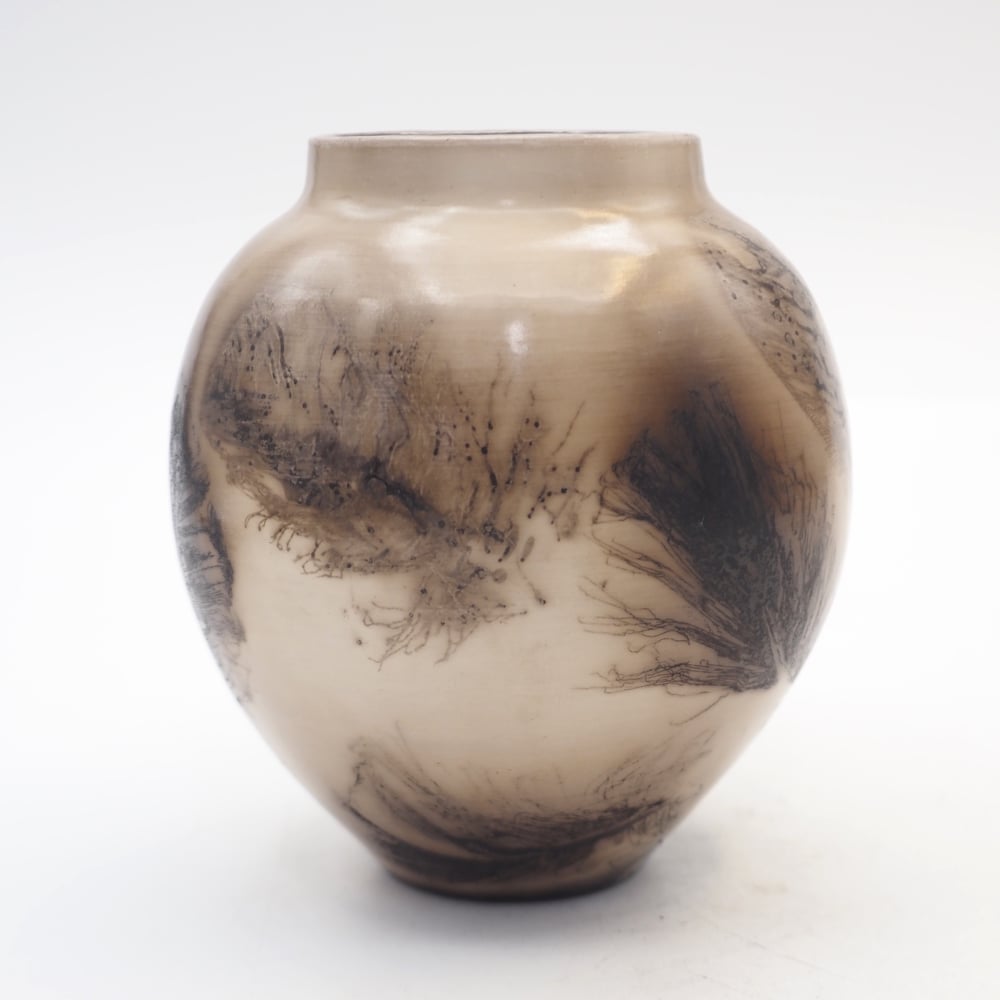 Image of Ghost Feather Raku Pot 009