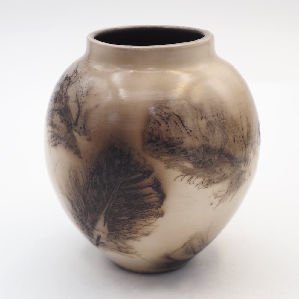 Image of Ghost Feather Raku Pot 009