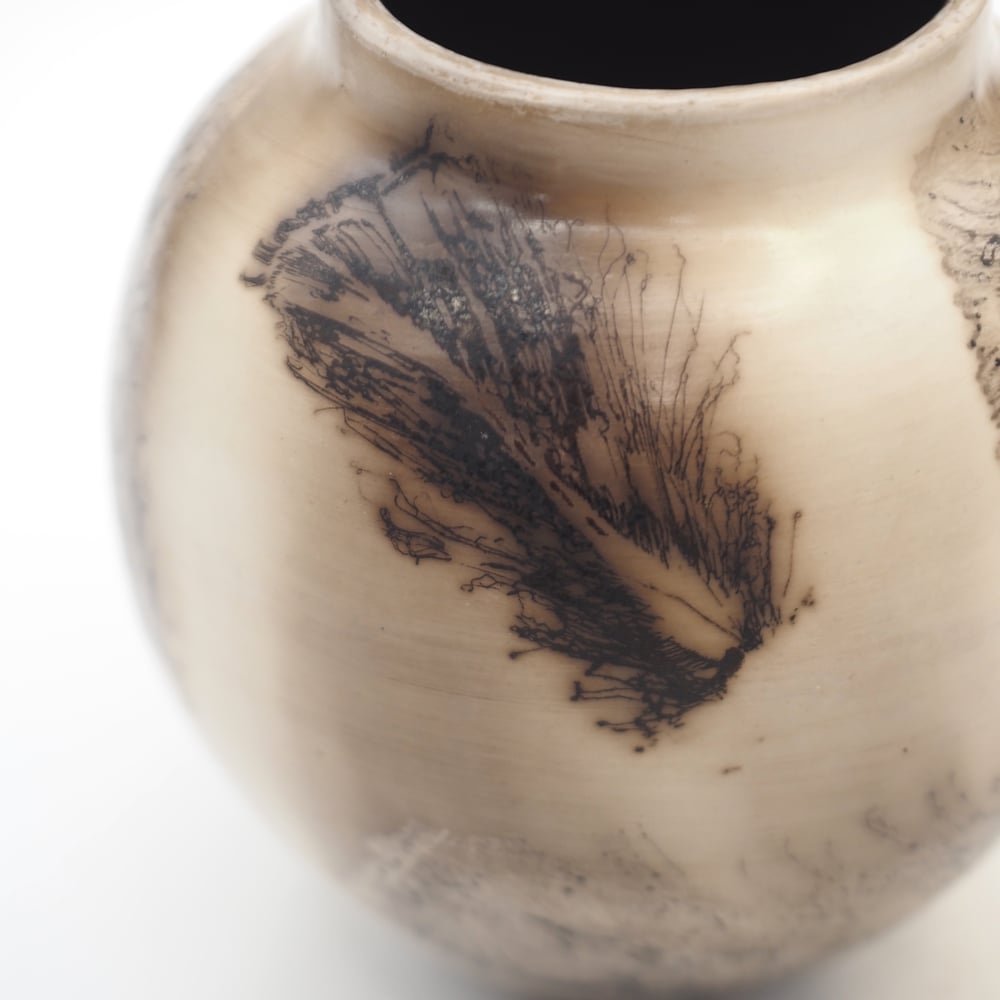 Image of Ghost Feather Raku Pot 009