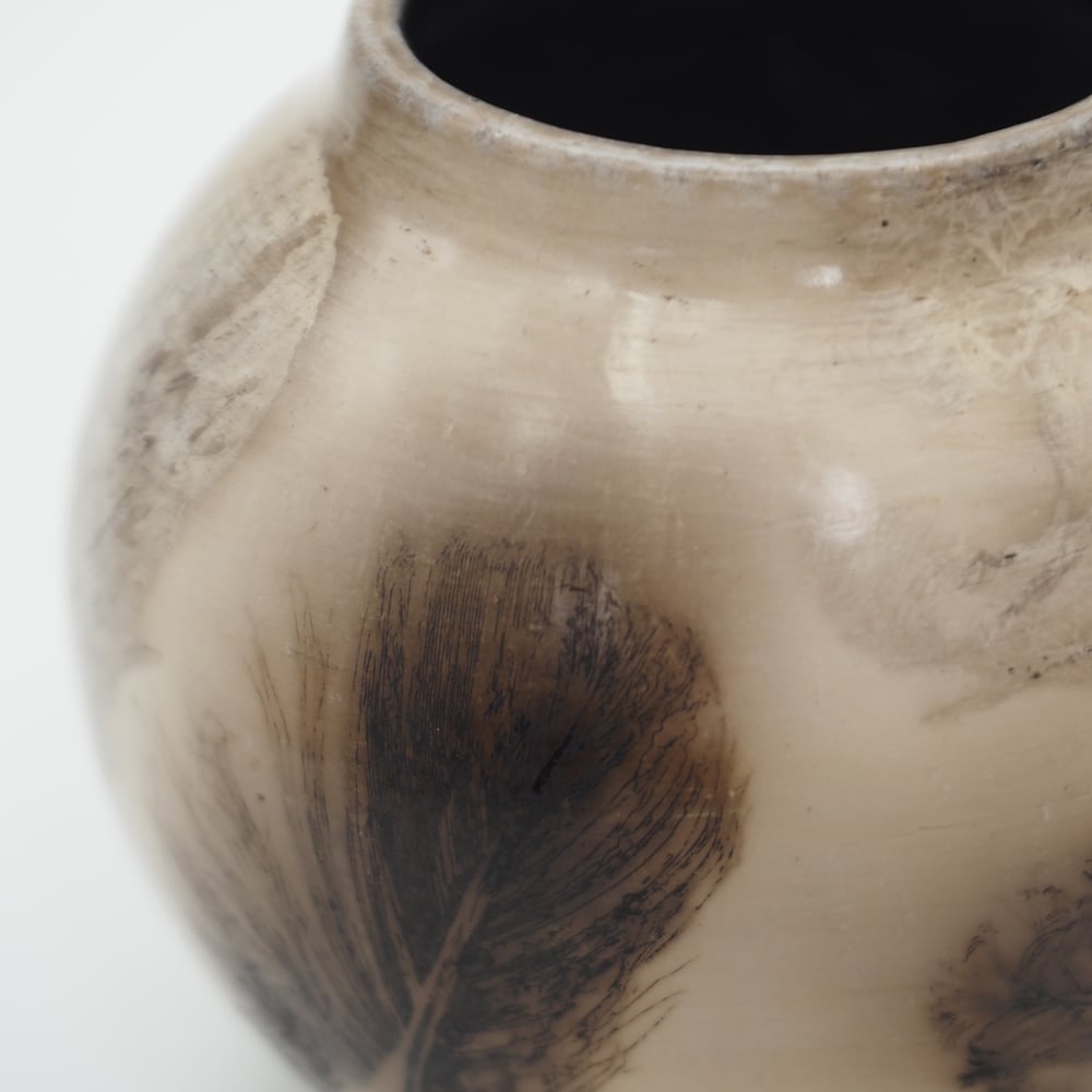 Image of Ghost Feather Raku Pot 010