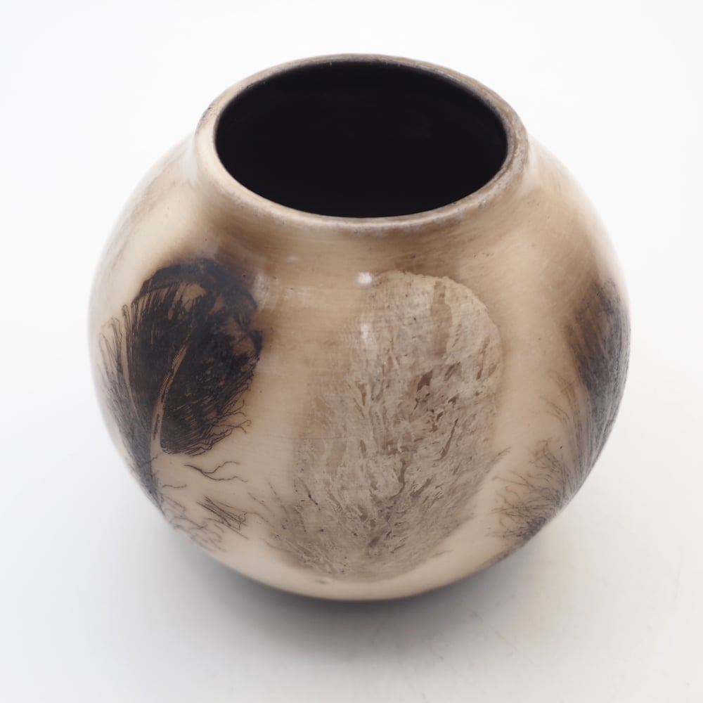 Image of Ghost Feather Raku Pot 010