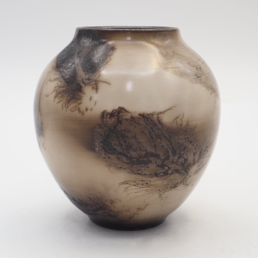 Image of Ghost Feather Raku Pot 011