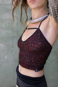 Image 3 of RAVE LOOP CROPTOP - BLACK AND RED LEOPARD VERSION