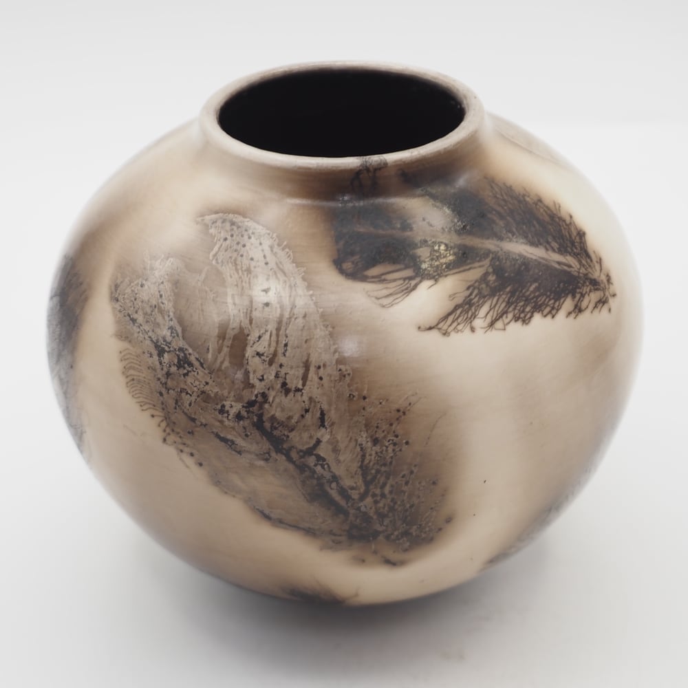 Image of Ghost Feather Raku Pot 012