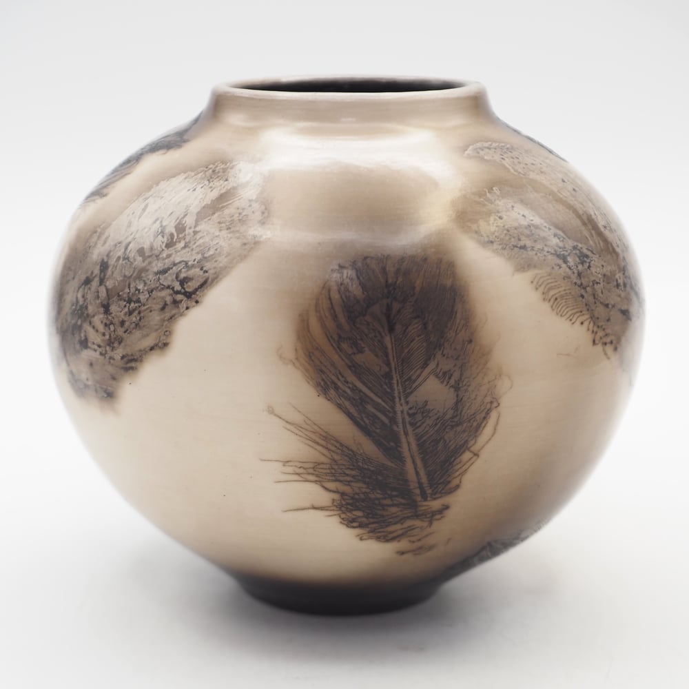 Image of Ghost Feather Raku Pot 012