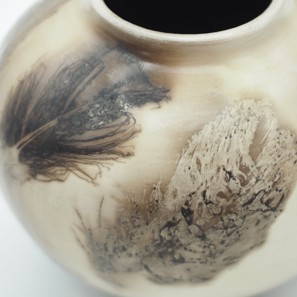 Image of Ghost Feather Raku Pot 012