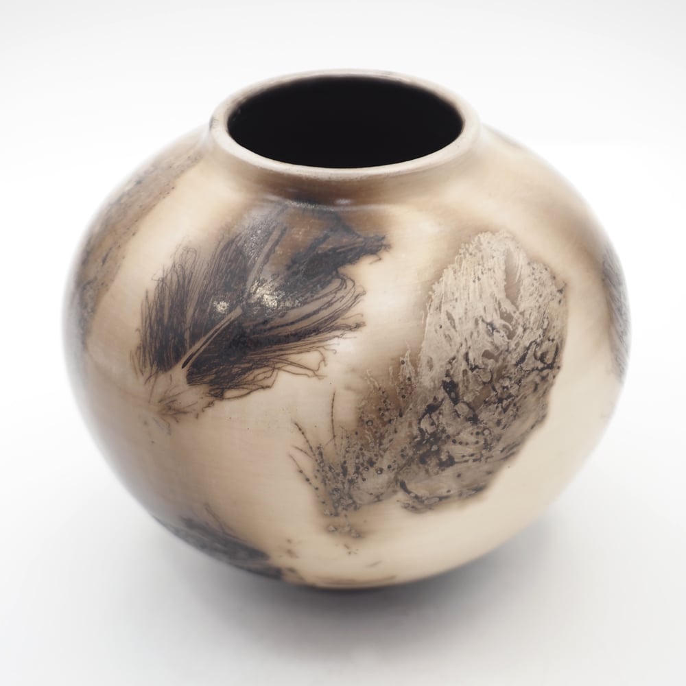 Image of Ghost Feather Raku Pot 012