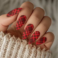 Image 1 of RED CHRISTMAS PLAID  NAIL DECALS 