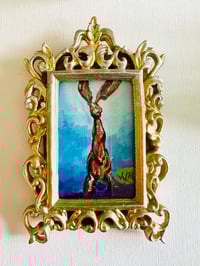 Image 2 of Mr. Rabbit | Small original painting, Gold Frame