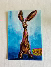 Image 3 of Mr. Rabbit | Small original painting, Gold Frame