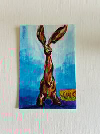 Image 4 of Mr. Rabbit | Small original painting, Gold Frame
