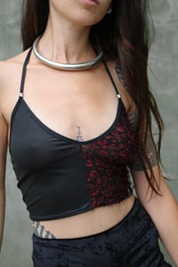 Image 1 of MISS QUINN CROPTOP - BLACK AND RED LEOPARD VERSION