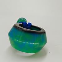 Image 2 of Ring worry stone- blue/green swirls 