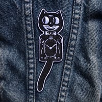 Image 2 of Cat Clock embroidered patch