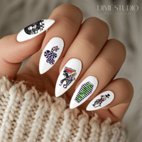 Image 1 of BEETLE JUICE & LYDIA HALLOWEEN NAIL DECALS 